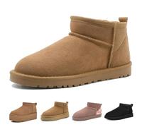 Fashion Plush Platform Boots for Kids Fur Fleece Lined Fluffy Mini Boots Girl Comfortable Warm Outdoor indoor House Non-Slip Ankle Boots Boys Winter(BD-Brown/34)