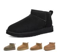 Fashion Plush Platform Boots for Kids Fur Fleece Lined Fluffy Mini Boots Girl Comfortable Warm Outdoor indoor House Non-Slip Ankle Boots Boys Winter(BD-Black/35)