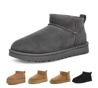 Fashion Plush Platform Boots for Kids Fur Fleece Lined Fluffy Mini Boots Girl Comfortable Warm Outdoor indoor House Non-Slip Ankle Boots Boys Winter(BD-Grey/38)