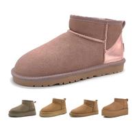 Fashion Plush Platform Boots for Kids Fur Fleece Lined Fluffy Mini Boots Girl Comfortable Warm Outdoor indoor House Non-Slip Ankle Boots Boys Winter(BD-Pink/38)