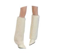 Fashion Pointed Toe Stiletto Heel Knee High Boots - Warm Lined Winter Boots for Autumn and Cold Weather - Elegant to Casual Outfits, White, 8 UK