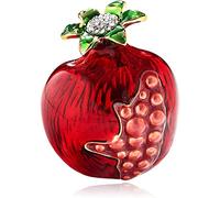 Fashion Pomegranate Rhinestone Brooch Pin Branch Fruit Green Leaf Badge Enamel Brooch Jewelry, other gemstones
