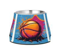 Fashion Pop Art Basketball Dog Raised Bowl, 540 ML Feeding Food Pet Bowl Stainless Steel Non-slip High Capacity Cat Bowl