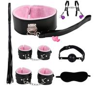 Fashion Practical Plush Leather Wrist 7-Piece Pilates Set, Fun Whip Indoor Fitness Yoga Equipment (Pink), Couple Gift