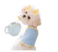 Fashion Print Dog Vest Pet Dog Clothes For Small Dogs Summer Cool Puppy Outfits Cute Bow Cat Suspender Vest Simple Pet Costumes(Blue,L)