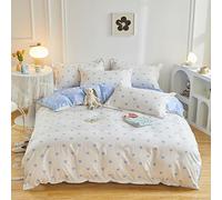 Fashion Printed Duvet Cover Set 4 Pcs - Cotton Blend Ultra Soft Breathable Bedding, Modern Simple Style Comforter Zipper Closure, 1 Flat Sheet, 2 Pillowcase for Dorm Room Bedroom (#1,1.5m Bed 4pcs)