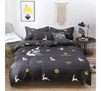 Fashion Printed Duvet Cover Set 4 Pcs - Cotton Blend Ultra Soft Breathable Bedding, Modern Simple Style Comforter Zipper Closure, 1 Flat Sheet, 2 Pillowcase for Dorm Room Bedroom (#25,1.5m Bed 4pcs)