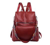 Fashion PU Leather Backpack Purse for Ladies - Anti-Theft Travel Rucksack with Boho Geometric Strap - Large Capacity Convertible Shoulder Bag with Tassel - Stylish Daypack Brown