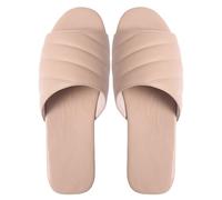 Fashion PU Leather Flat Slippers Women Men Indoor Open Toe Casual Easy To Clean Non Slip House Shoes For Office Bedroom Living Room Guests Visitor