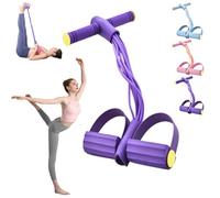 Fashion Puller Exercise,8 Tube Pedal Resistance Device,Elastic Yoga Pedals Puller Resistance Band,Manual Tension Pedal Elastic Band,Elastic Pull Rope Fitness Equipment for Sit up Leg (Purple,8 tube)