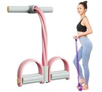 Fashion Puller Exercise, 8 Tube Pedal Resistance Device, Pedal Resistance Band with Handle, Home Gym Strength Training Equipment for Women and Men (Gray Pink)
