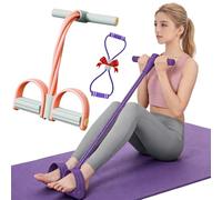 Fashion Puller Exercise, Upgrade 8-Tube Pedal Resistance Device, Multifunction Foot Pedal Resistance Fitness Band with Handle, for Women, for Strength Training, Tummy, Waist, Arm, Leg (B,4 Tubes)