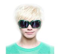 Fashion Punk Style Cool Male Straight Wig Men Short Platinum Blonde Rice White Straight Wig