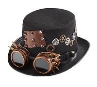 Fashion Punk Top Hat Gear Chain Goggles Rivet Goggles Steampunk Hat Halloween For Halloween Carnival Party