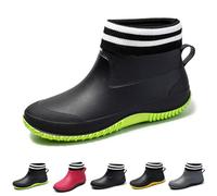 Fashion Rain Boots for Women Short Tube Design Solid Color Casual Footwear for Daily and Use (Green, 8)