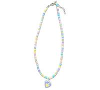 Fashion Rainbow Heart Pendant Necklace For Women Candy Color Dopamines Bead Necklace Eye Catching Beaded Chain Jewelry Colorful Dopamines Necklaces
