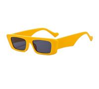 Fashion Rectangular Women's Sunglasses Small Sun Glasses Woman Trends Flat Top One Piece Female Eyewear, Yellow Gray, One Size