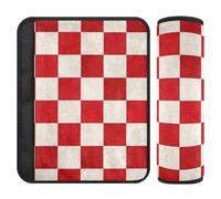 Fashion Red and White Checkerboard 2 Pack seat Belt Cushion Shoulder Strap Stop seat Belt Cutting into Neck for Truck funda para cinturón de carro