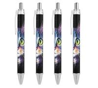 Fashion Retractable Abstract Kitten Cat Art Ballpoint Pens, Medium Point Ball Pen 0.5mm, 4 Count Pack, Ultra Smooth Writing Gel Pen