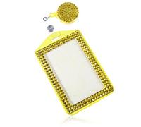 Fashion Retractable Crystal Neck Lanyard,Premium Bling ID Name Badge Holder,Portable Rhinestone Work Badge Reel Clip for Nurse,Teacher,Doctor,Women(Vertical Card Holder,Black) (Yellow)
