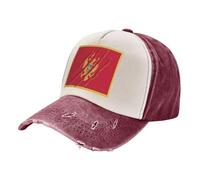 Fashion Retro Denim Cap Vintage Golf Baseball Hat with Montenegro Flag Print, 100% Cotton Color Block Adjustable Style 2 One Size