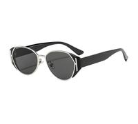 Fashion Retro Oval Sunglasses for Women Men Retro Trendy Uv400 (Black,One Size)