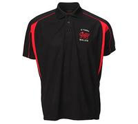 FASHION REVIEW [Black, Large] Mens Cymru Wales Welsh Rugby Dragon Football Sports Racing Golf Polo T-Shirt TOP