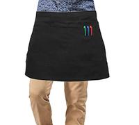 FASHION REVIEW [Black, One Size] New Chefs Waiters Cooks Restaurant BAR Black & White Short Waist Pocket Apron
