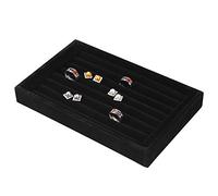 Fashion Ring Display Box, Jewelry Display Tray Organizer Earring Holder Case Box Showcase for 7 Slots Can hold 50-70 Rings(Black)
