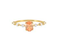 Fashion Ring Set, Boho Ring Set Gold with Orange Oval Shape Cubic Zirconia 9K Yellow Gold Size S 1/2