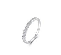 Fashion Rings for Women, Engagement Ring Band Simple Thin Wave Design with Round Lab Diamond White Gold Platinum Size T 1/2