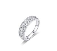Fashion Rings, Simple Rings for Women Bubble Silver with Round Shape Lab Created Diamond Pt950 Size I 1/2
