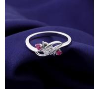Fashion Rings, The Promise Ring 18.1K White Gold Wings with Ruby and Moissanite with Round Ruby Size J 1/2