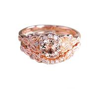 Fashion Rose Gold Diamond Ring Set for Women Engagement Ring Jewelry Gifts Ladies Ring (Rose Gold, 7)