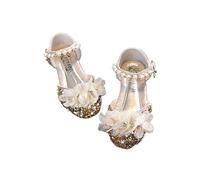 Fashion Sandals Spring Summer Shining Flowers Sweet Girl Princess Shoes Dance Performance(Gold,36(Insole 22CM))