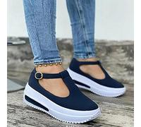 Fashion Sandals Womens Wedge Heel Platform Buckle Strap Sandals Ladies Spring Retro Round Head Loafers for Women Low Upper Casual Beach Shoes,Blue,40