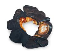 Fashion Satin Hair Bands, A Jack-o'-lantern with A Smiley Face Print Fashion Hair Scrunchies Stretchy Polyester & Spandex Scrunchies for All Hair Types