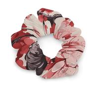 Fashion Satin Hair Bands, Japanese Floral Cherry Blossom Print Fashion Hair Scrunchies Stretchy Polyester & Spandex Scrunchies for All Hair Types