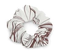 Fashion Satin Hair Bands, Line Floral Rose Flowers Design Print Fashion Hair Scrunchies Stretchy Polyester & Spandex Scrunchies for All Hair Types