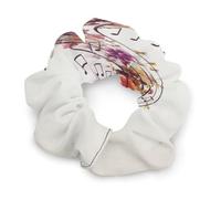 Fashion Satin Hair Bands, Musical Note Floral Print Fashion Hair Scrunchies Stretchy Polyester & Spandex Scrunchies for All Hair Types