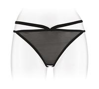 Fashion Secret Thong Black Open Crotch Fine Mesh Transparent One Size