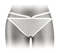 Fashion Secret Thong White Open Crotch Fine Mesh Transparent One Size