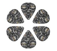 Fashion Semi-Round Guitar Picks Black And White Fierce Wolf, 6 Pack Paddles for Bass & Acoustic Guitars, Guitarist Pack 0.46mm/0.71mm/0.96mm