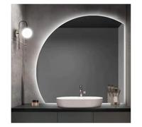 Fashion Semicircle LED Wall Mounted Bathroom Mirror, Illuminated Backlit LED Vanity Mirror, Irregular Frameless Smart Touch Mirror, Energy-Saving Wall Mirror(Right Cut,50cm/19.6in)