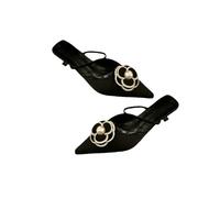 Fashion Sense Head Half Drag Shoes Summer New Pointed Head Fashion Comfortable Casual Shoes-Black-36