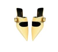 Fashion Sense Pointed Toe Half Slippers Women'S Summer Shallow Mouth Metal Buckle One Strap Heel Sandals-Yellow-36