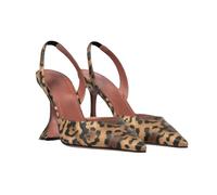 Fashion Sense Summer Pointed Toe Rhinestone Sequined Stiletto Slippers Print Half Drag Sandals-A(9Cm)-41