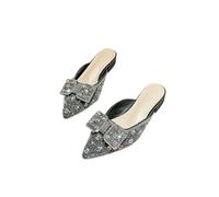 Fashion Sense Women Shoes Beautiful Rhinestone Slipper Outdoor Pointed Toe Casual Sandals Girl Heels-Black-41