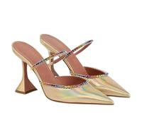 Fashion Sense Women'S Half-Slip Shoes Rhinestone Satin Glass Heels Slippers-A (8.5Cm)-35
