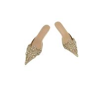 Fashion Sense Women'S Slippers Fashion Pointy Head Half Slippers Fine Heeled Sandals Shoes Middle Heeled-Apricot-38